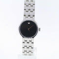 Movado Veturi Quartz Black Dial Silver Steel Strap Watch for Women - 0606338