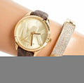 Michael Kors Jaycie Three Hand Gold Dial Brown Leather Strap Watch for Women - MK2862