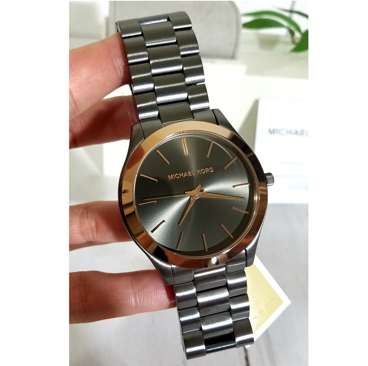 Michael Kors Runway Quartz Grey Dial Grey Steel Strap Watch For Women - MK8576
