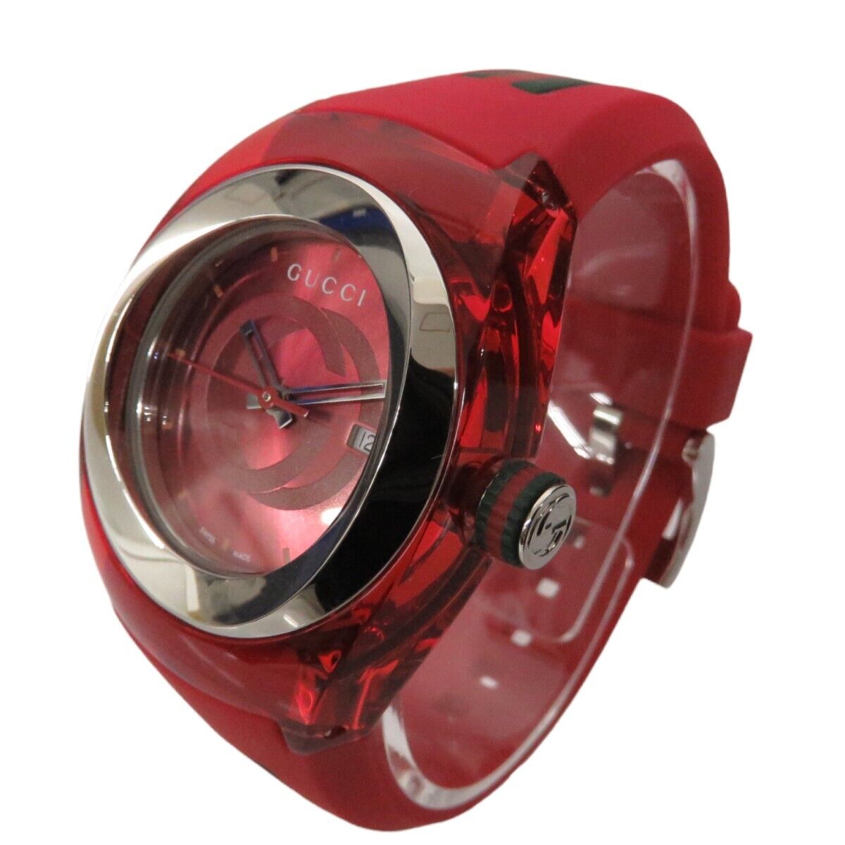 Gucci Sync XXL Quartz Red Dial Red Rubber Strap Unisex Watch - YA137103