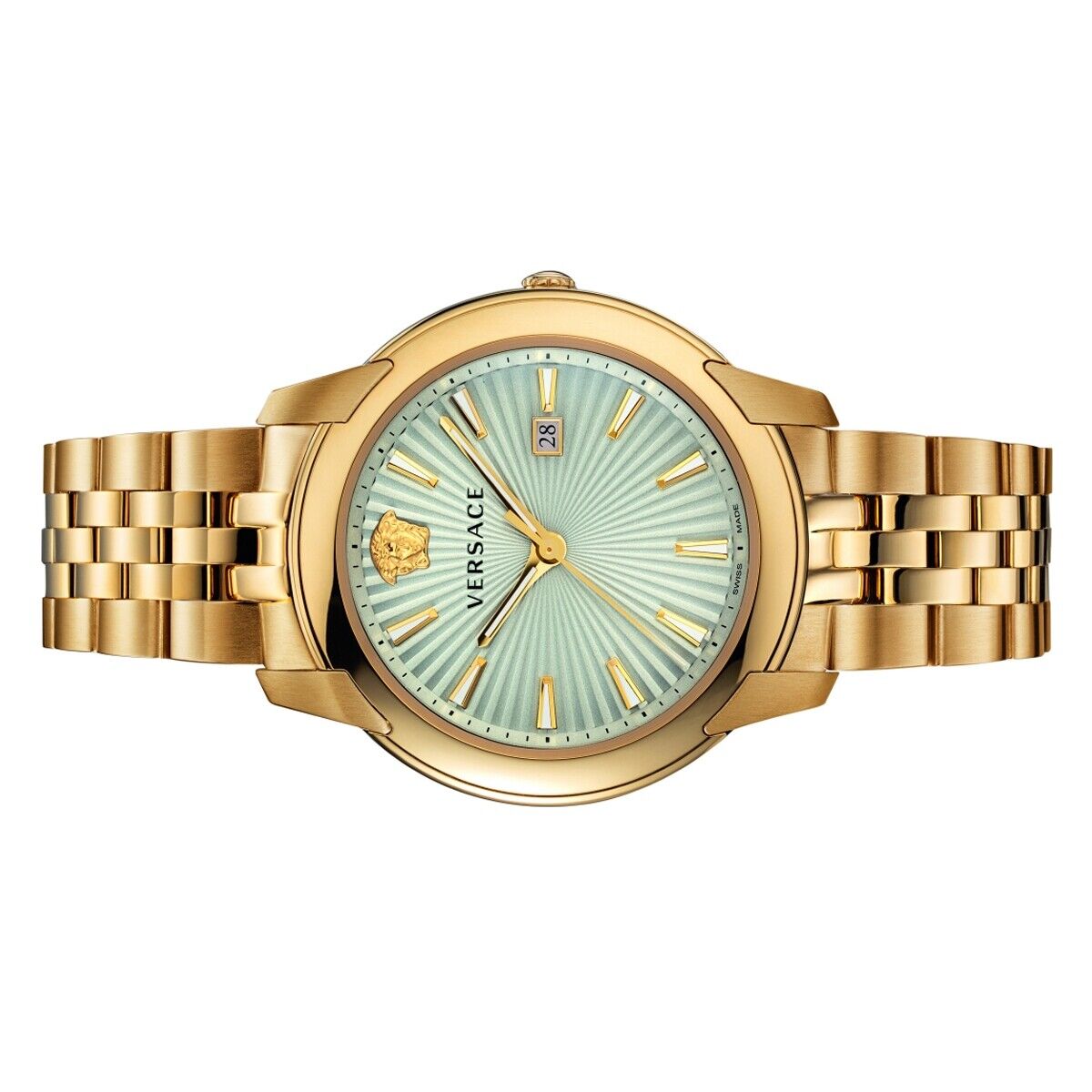 Versace V-Urban Quartz White Dial Gold Steel Strap Watch For Men - VELQ00719