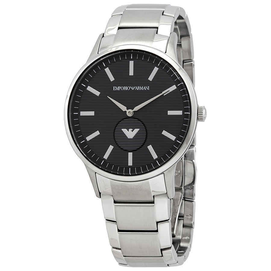 Emporio Armani Renato Quartz Black Dial Silver Steel Strap Watch For Men - AR11118