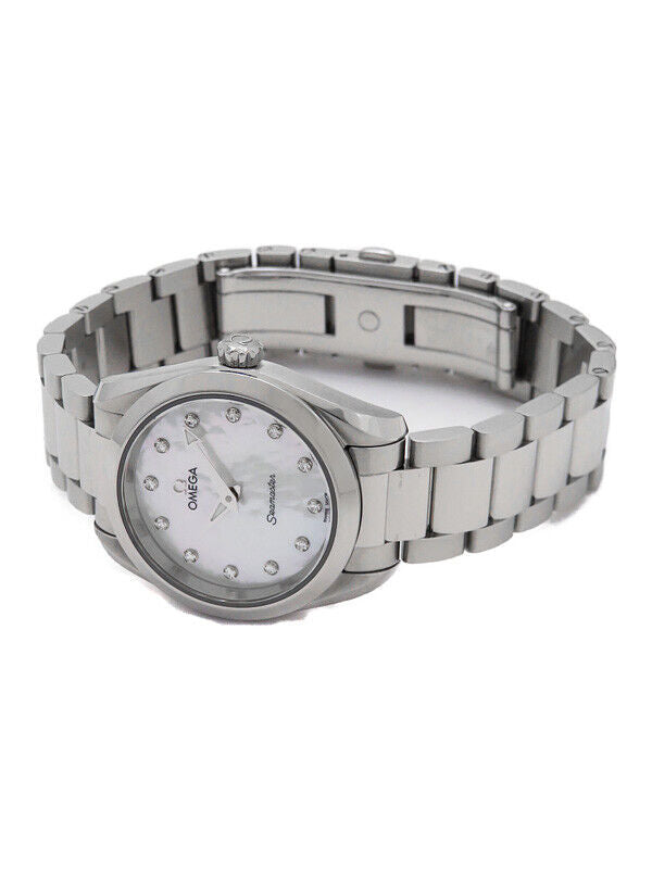 Omega Seamaster Aqua Terra Quartz Diamonds Mother of Pearl Dial Silver Steel Strap Watch for Women - 220.10.28.60.55.001