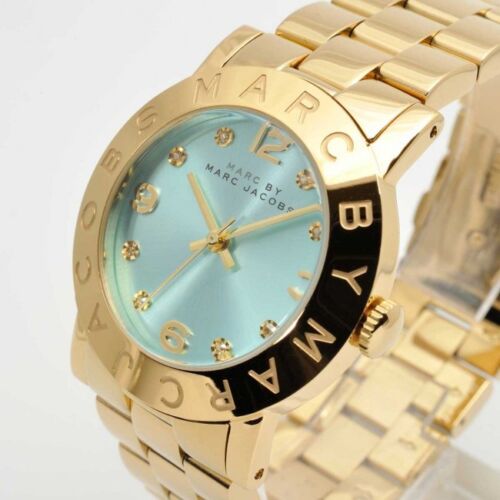 Marc Jacobs Amy Blue Dial Gold Steel Strap Watch for Women - MBM3301