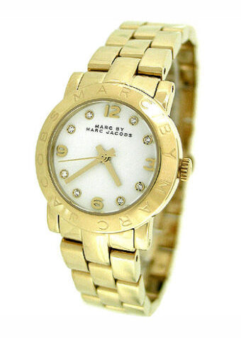 Marc Jacobs Mini Amy White Dial Gold Steel Strap Watch for Women - MBM3057