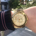 Michael Kors Runway Gold Dial Gold Steel Strap Watch for Men - MK8077