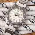 Seiko 5 Sports SKX Automatic Cream Dial Silver Steel Strap Watch For Men - SRPK31K1