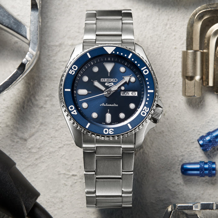 Seiko 5 Sports Automatic Analog Blue Dial Silver Steel Strap Watch For Men - SRPD51K1