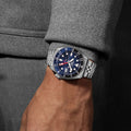 Seiko 5 Sports GMT SKX Automatic Blueberry Dial Silver Steel Strap Watch For Men - SSK003K1