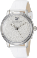 Swarovski Crystalline Hours Silver Dial White Leather Strap Watch for Women - 5295383