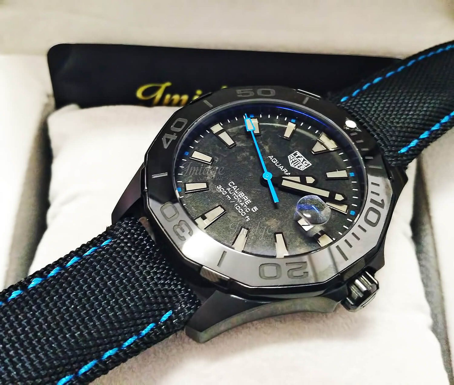 Tag Heuer Aquaracer Calibre 5 Black Nylon Strap Carbon Dial Watch for Men - WBD218C.FC6447