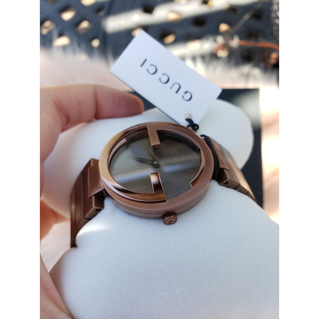Gucci Interlocking G Quartz Brown Dial Brown Steel Strap Watch for Women - YA133317