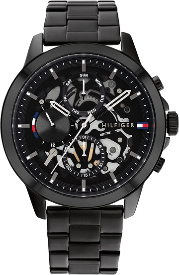 Tommy Hilfiger Henry Chronograph Black Dial Black Steel Strap Watch For Men - 1710478