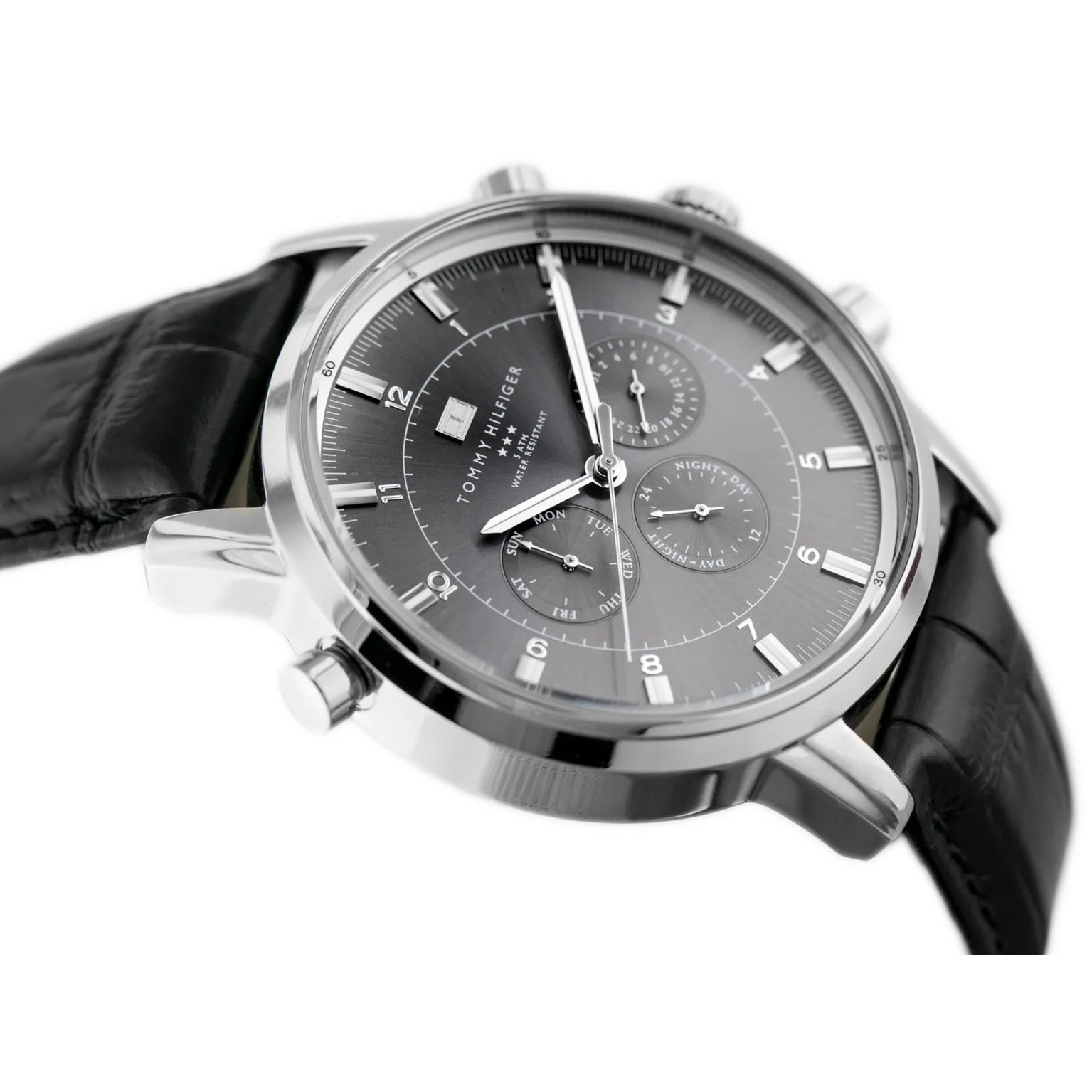Tommy Hilfiger Harrison Chronograph Black Dial Black Leather Strap Watch for Men - 1790875