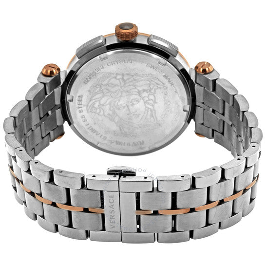 Versace Aion Chronograph Black Dial Grey Steel Strap Watch for Men - VBR050017
