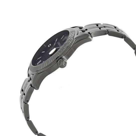 Versace Greca Time Quartz Black Dial Grey Steel Strap Watch for Men - VE3K00622