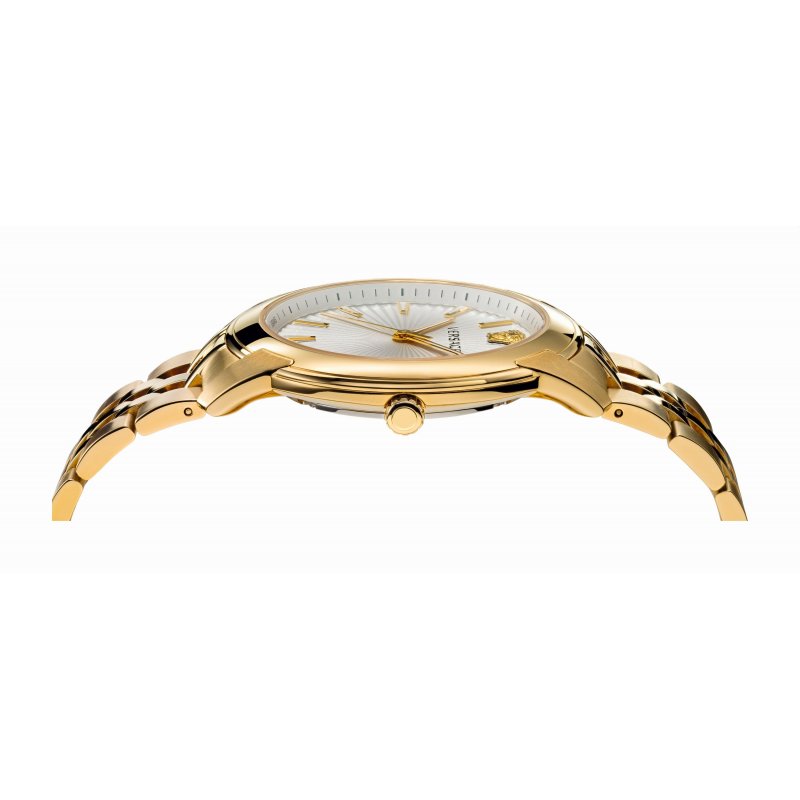 Versace V-Urban Quartz White Dial Gold Steel Strap Watch For Men - VELQ00719