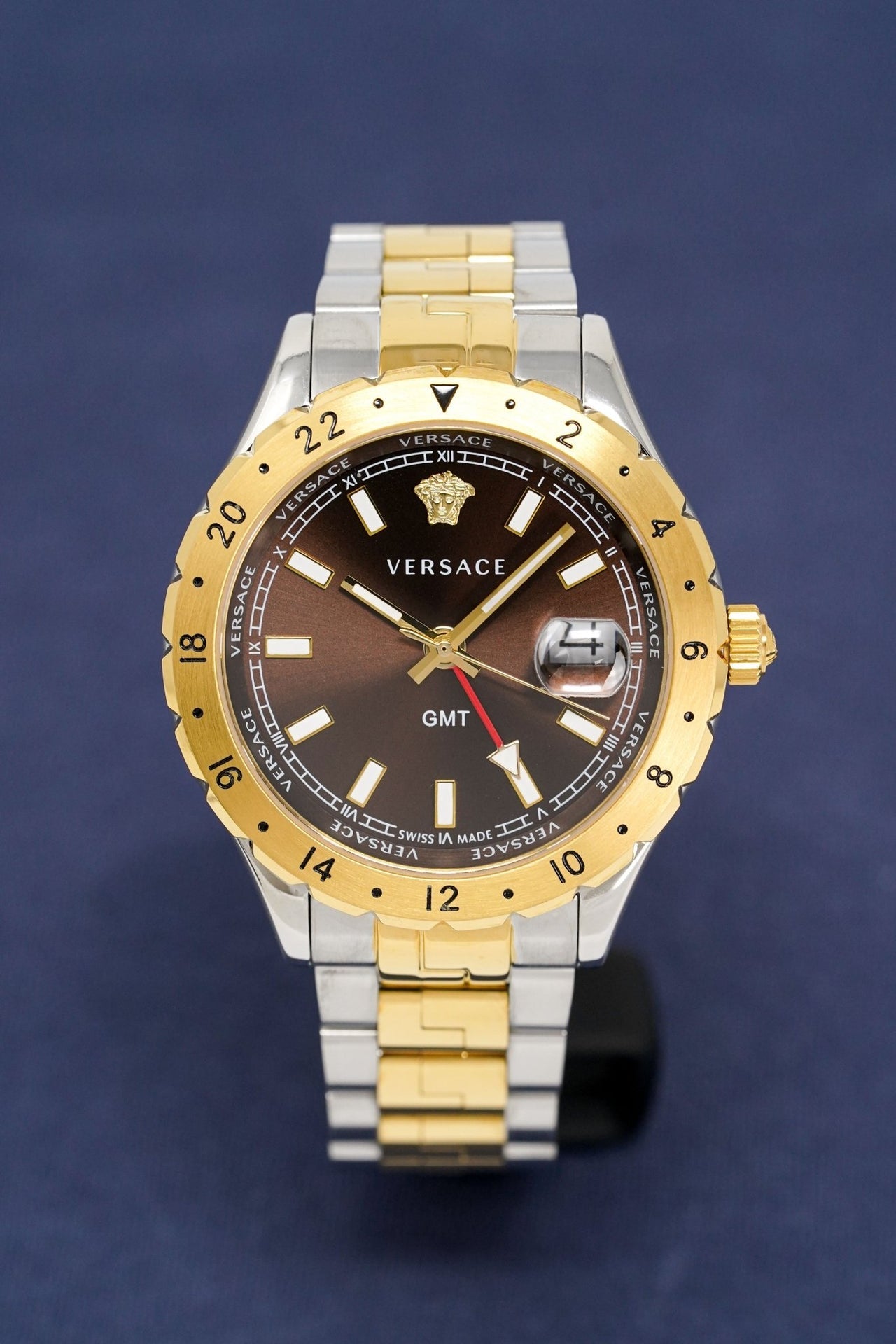 Versace Hellenyium Quartz Brown Dial Two Tone Steel Strap Watch For Men - V11040015