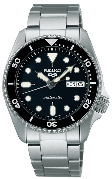 Seiko 5 Sports SKX Automatic Black Dial Silver Steel Strap Watch For Men - SRPK29K1