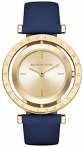 Michael Kors Averi Gold Dial Navy Blue Leather Strap Watch for Women - MK2526