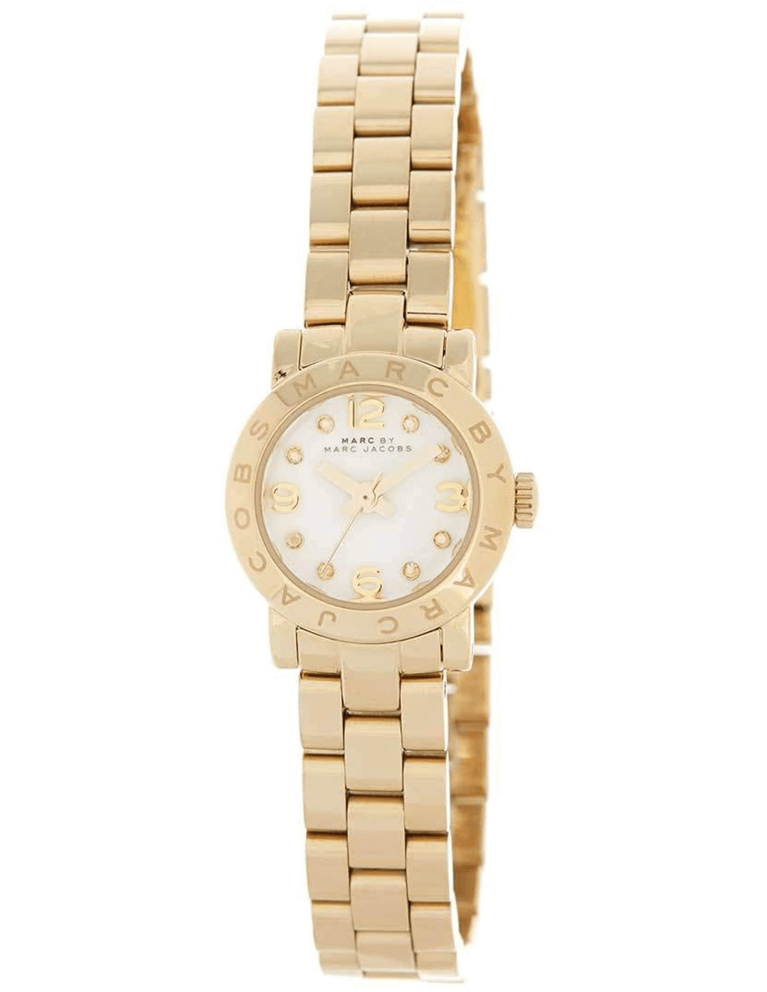 Marc Jacobs Amy Dinky White Dial Gold Steel Strap Watch for Women - MBM3226