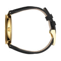 Gucci Interlocking G Gold Black Dial Black Leather Strap Unisex Watch - YA133326