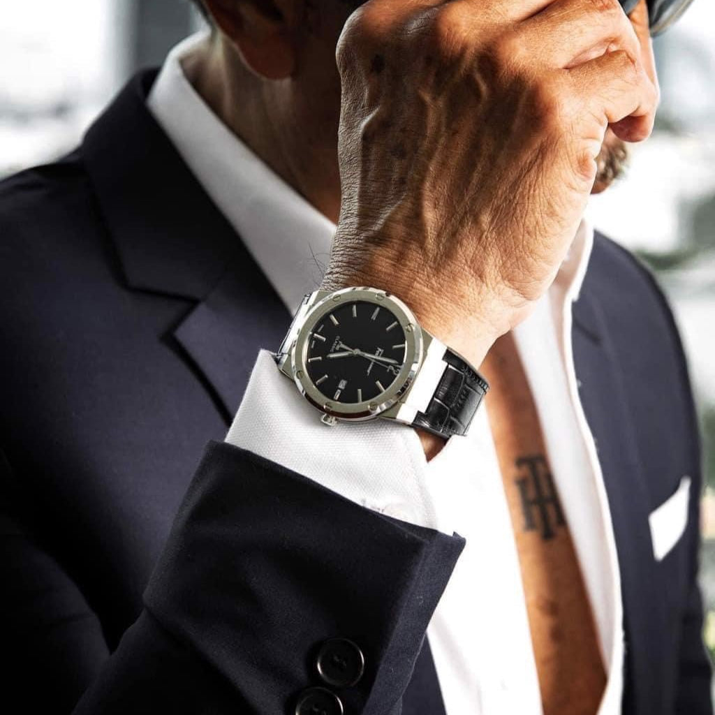 Salvatore Ferragamo F-80 Classic Black Dial Black Leather Strap Watch for Men - SFDT00219