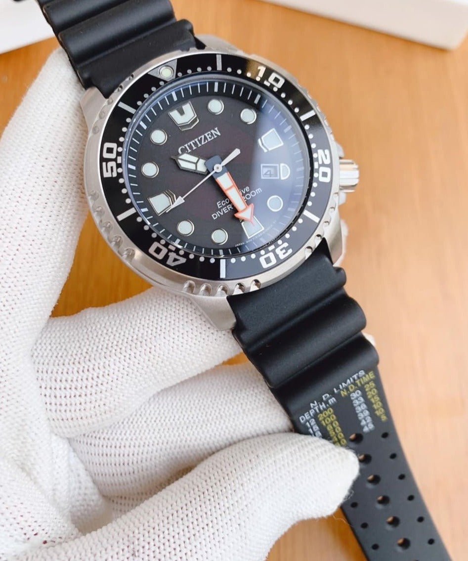 Citizen Eco Drive Pro Master Diver Black Dial Black Steel Strap Watch For Men - BN0150-28E