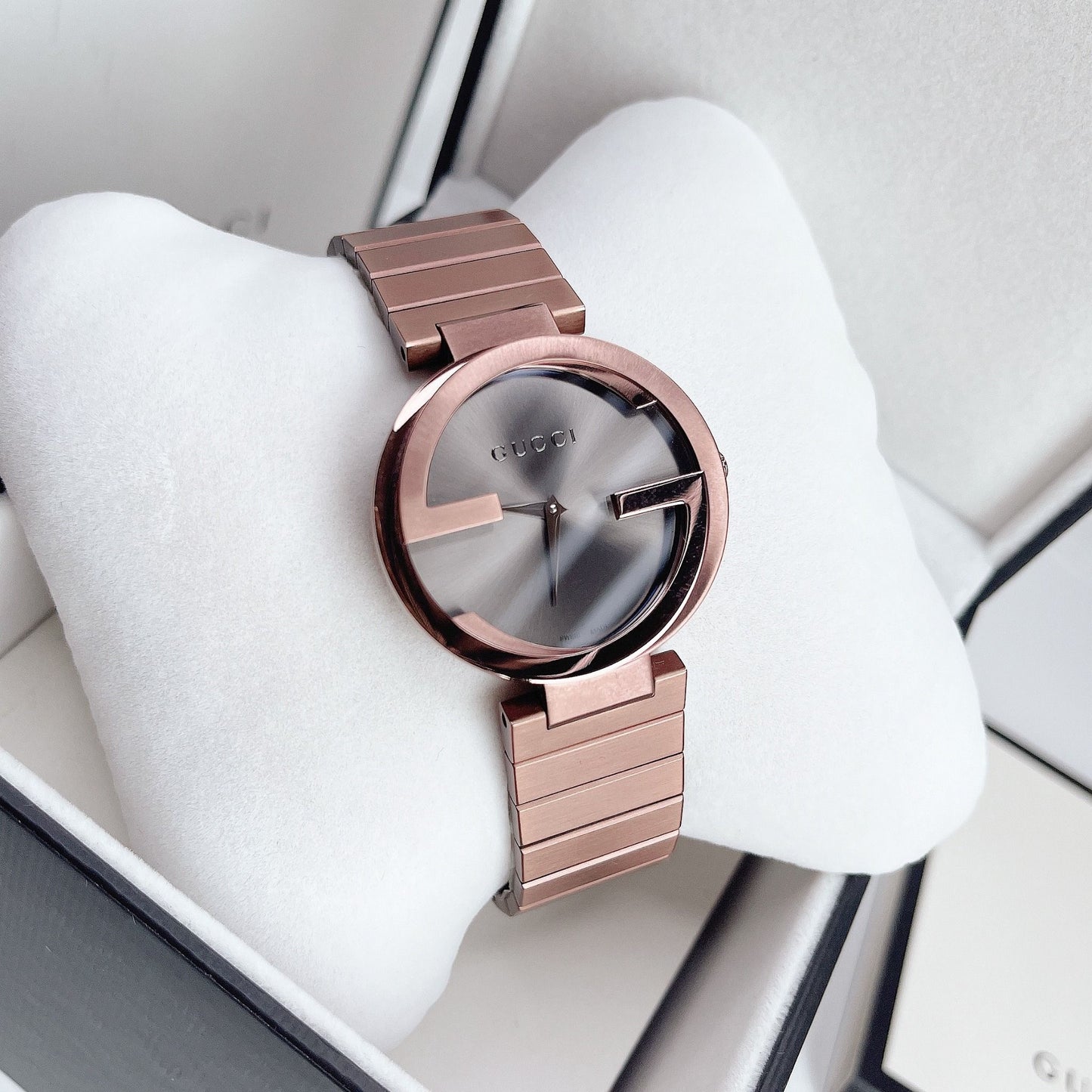 Gucci Interlocking G Quartz Brown Dial Brown Steel Strap Watch for Women - YA133317