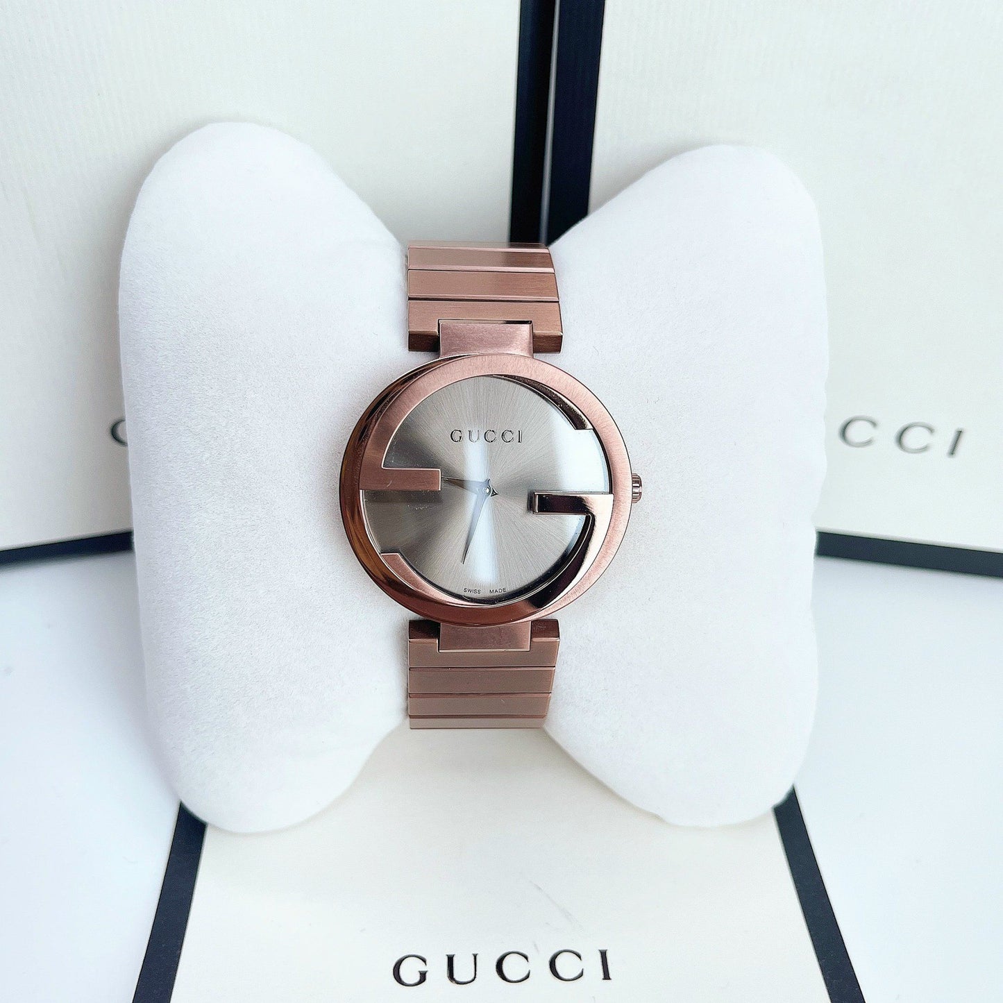 Gucci Interlocking G Quartz Brown Dial Brown Steel Strap Watch for Women - YA133317
