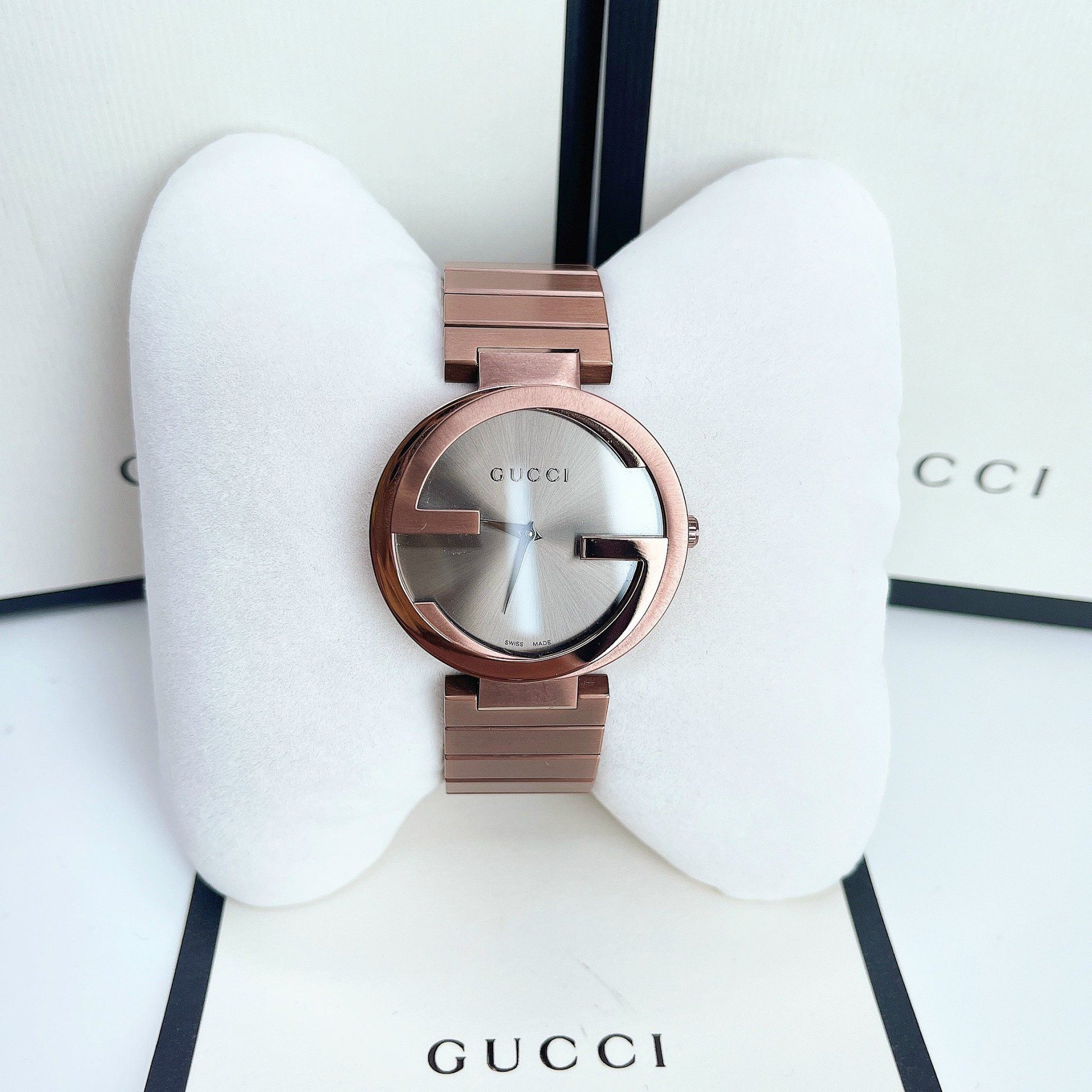 Gucci Interlocking G Quartz Brown Dial Brown Steel Strap Watch for Women - YA133317
