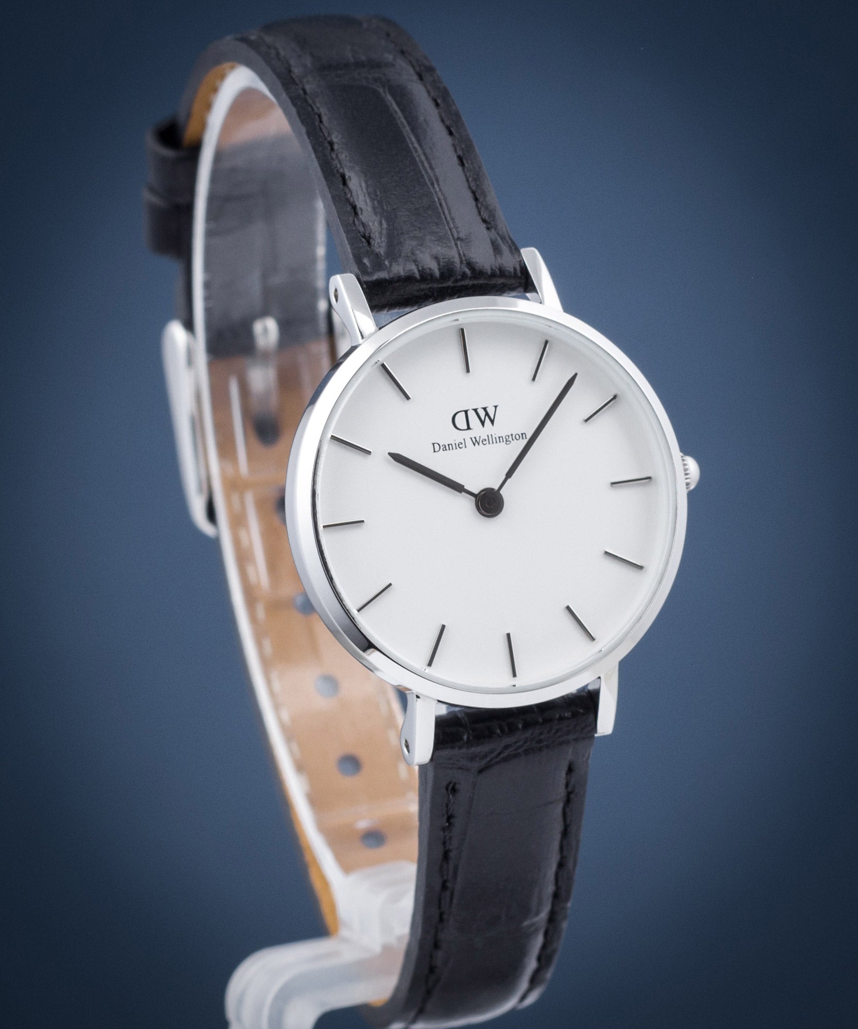 Daniel Wellington Classic Petite Reading White Dial Black Leather Strap Watch For Women - DW00100241