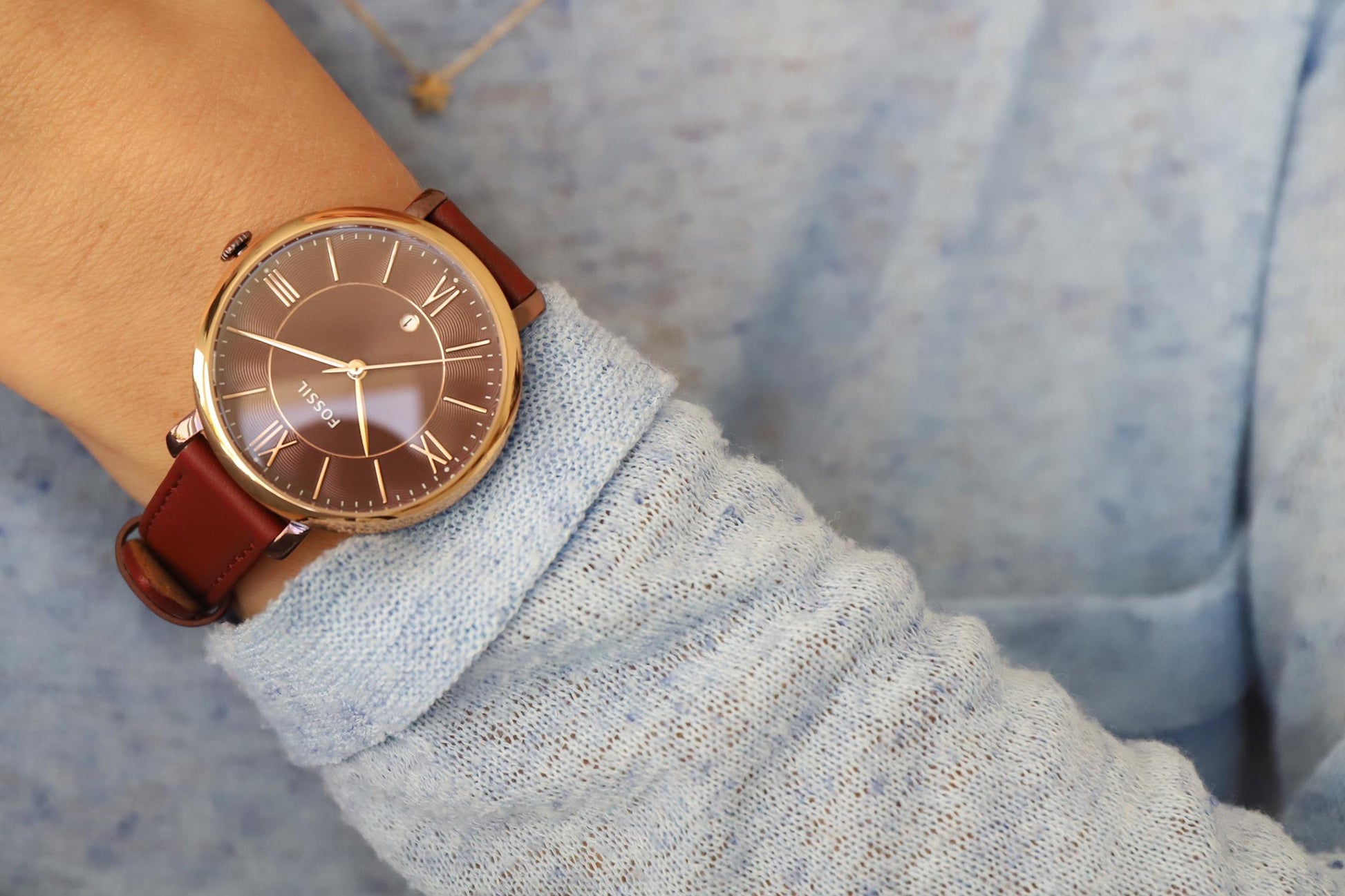 Fossil Jacqueline Burgundy Dial Burgundy Leather Strap Watch for Women - ES4099