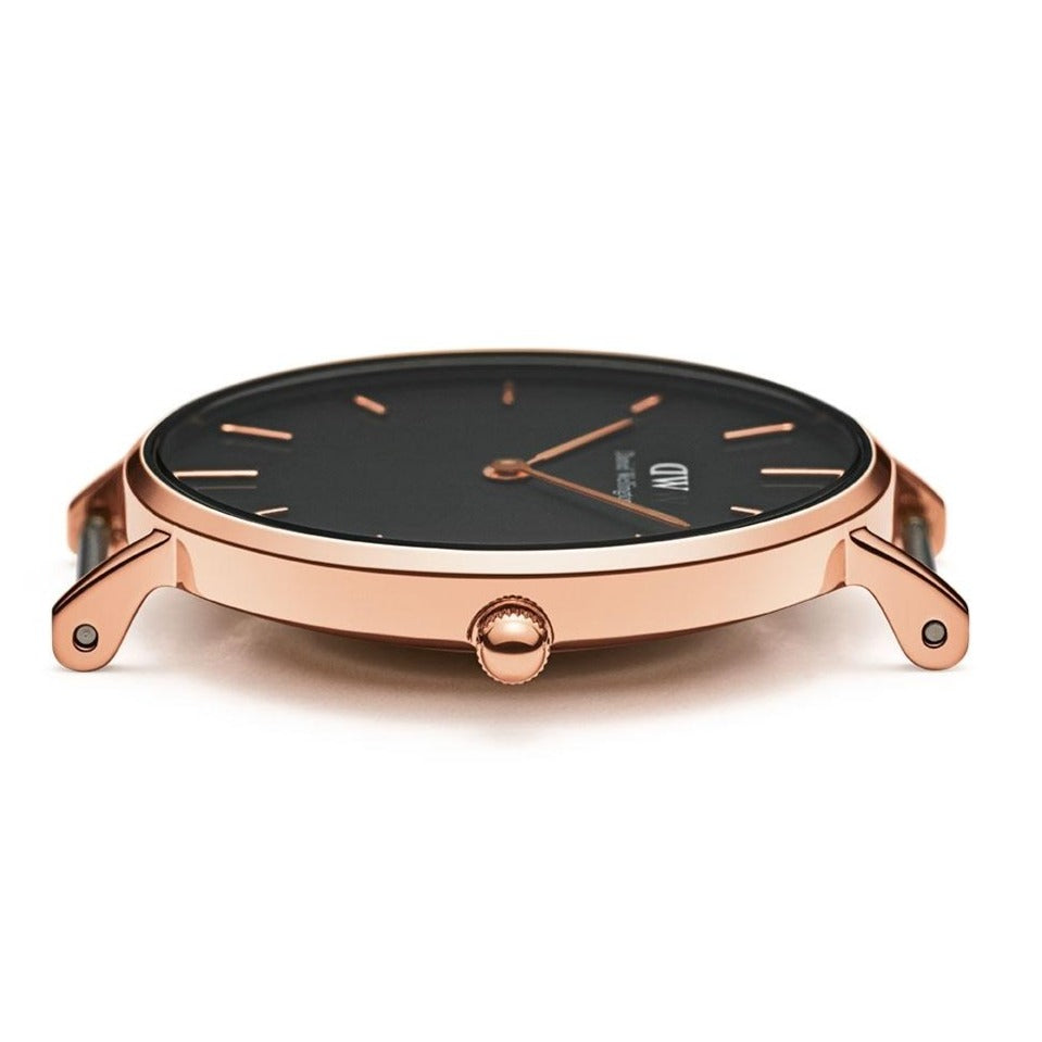 Daniel Wellington Classic Petite Reading Black Dial Black Leather Strap Watch For Women - DW00100167