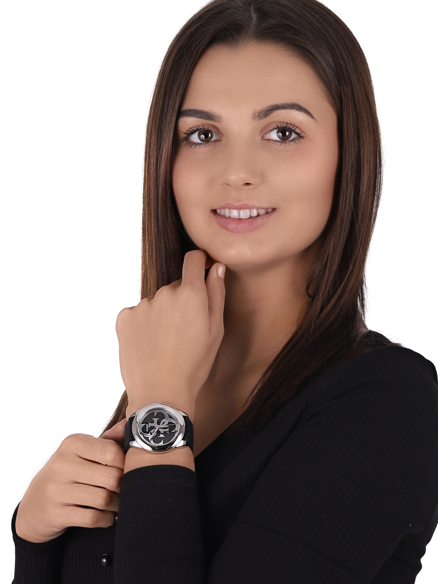 Guess G-Twist Quartz Black Dial Black Silicone Strap Watch For Men - W0911L8