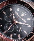 Maserati SFIDA Chronograph Black Dial Two Tone Steel Strap Watch For Men - R8873640009