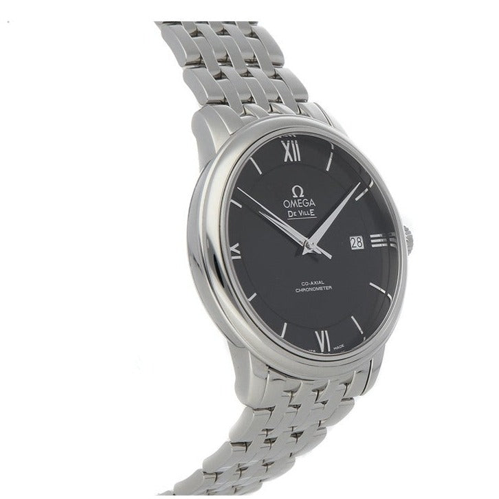Omega De Ville Prestige Co-Axial Black Dial Silver Steel Strap Watch for Men - 424.10.40.20.01.001
