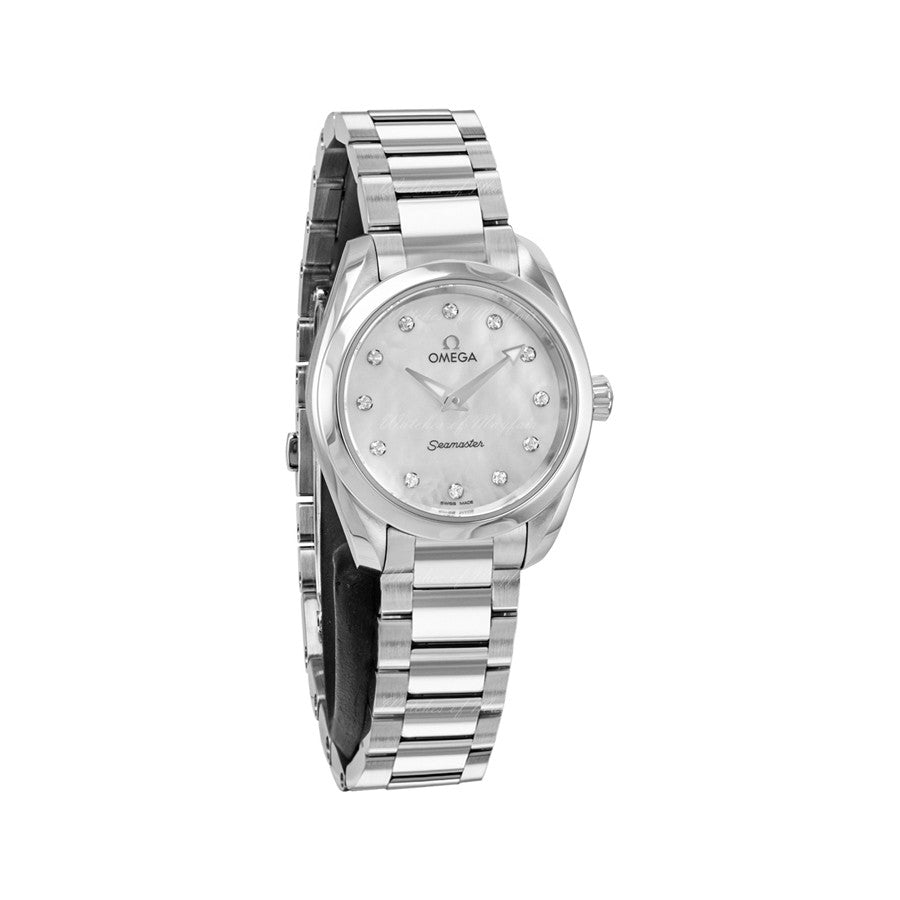 Omega Seamaster Aqua Terra Quartz Diamonds Mother of Pearl Dial Silver Steel Strap Watch for Women - 220.10.28.60.55.001