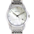 Gucci G Timeless Diamonds Mother of Pearl Dial Silver Steel Strap Watch For Women - YA126504