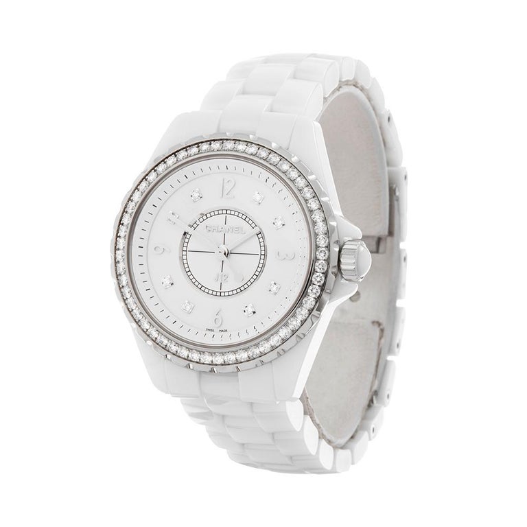 Chanel J12 Quartz Diamonds White Dial White Steel Strap Watch for Women - J12 H3110