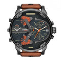 Diesel Mr Daddy 2.0 Chronograph Black Dial Brown Leather Strap Watch For Men - DZ7332