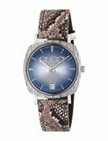 Gucci Grip Vintage Blue Dial Snakeskin Brown Leather Strap Watch for Women - YA152401
