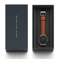 Daniel Wellington Petite Sterling Black Dial Brown Leather Strap Watch For Women - DW00100178