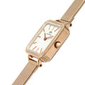 Daniel Wellington Quadro Studio White Dial Rose Gold Mesh Strap Watch For Women - DW00100517