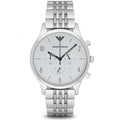 Emporio Armani Classic Chronograph Silver Dial Silver Steel Strap Watch For Men - AR1879