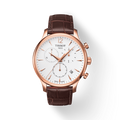 Tissot T Classic Tradition Chronograph White Dial Brown Leather Strap Watch For Men - T063.617.36.037.00