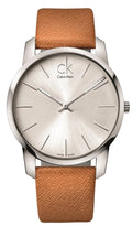 Calvin Klein City Quartz White Dial Light Brown Leather Strap Watch For Men - K2G21138