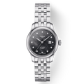 Tissot Le Locle Automatic Diamonds Mother of Pearl Black Dial Silver Steel Strap Watch For Women - T006.207.11.126.00