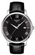 Tissot T Classic Tradition Quartz Black Dial Black Leather Strap Watch For Men - T063.610.16.058.00