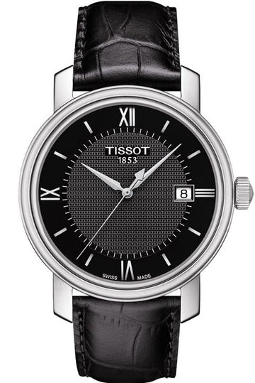 Tissot T Classic Bridgeport Black Dial Black Leather Strap Watch For Men - T097.410.16.058.00
